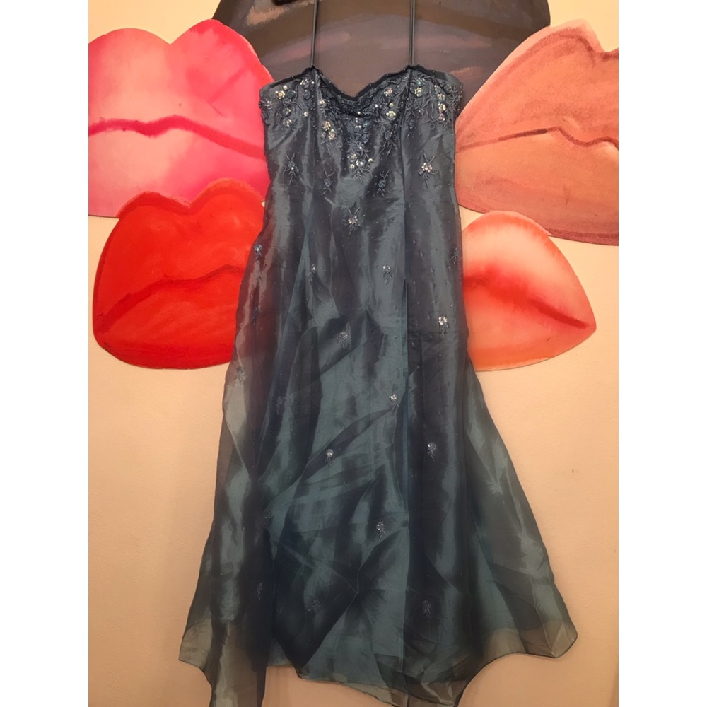 Grey Gown w/ Silver Beading